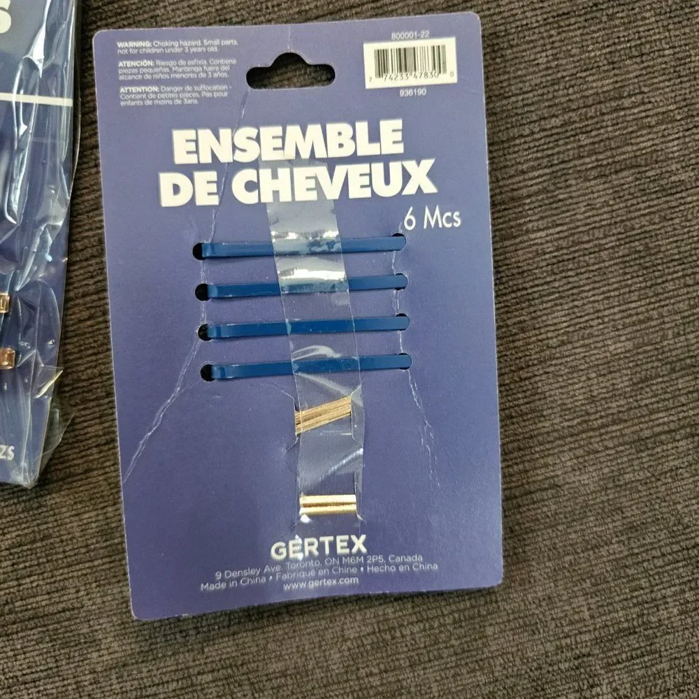 New Gertex Women/Girls Dark Blue Rhinestone Hair Clips / Bobby Pins 6-Pc 1 Pack